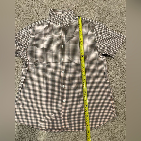 Mens's OLD NAVY gingham button-up checkered short sleeve polo - Picture 8 of 10